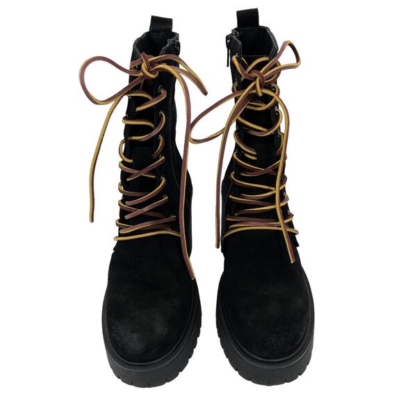 New NoBox Free People Dylan Black Suede Leather Lace Up Boots Chunky Heel 36 / 6 - Picture 3 of 11